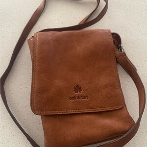 Oak and Tan Brown Leather Crossbody Bag